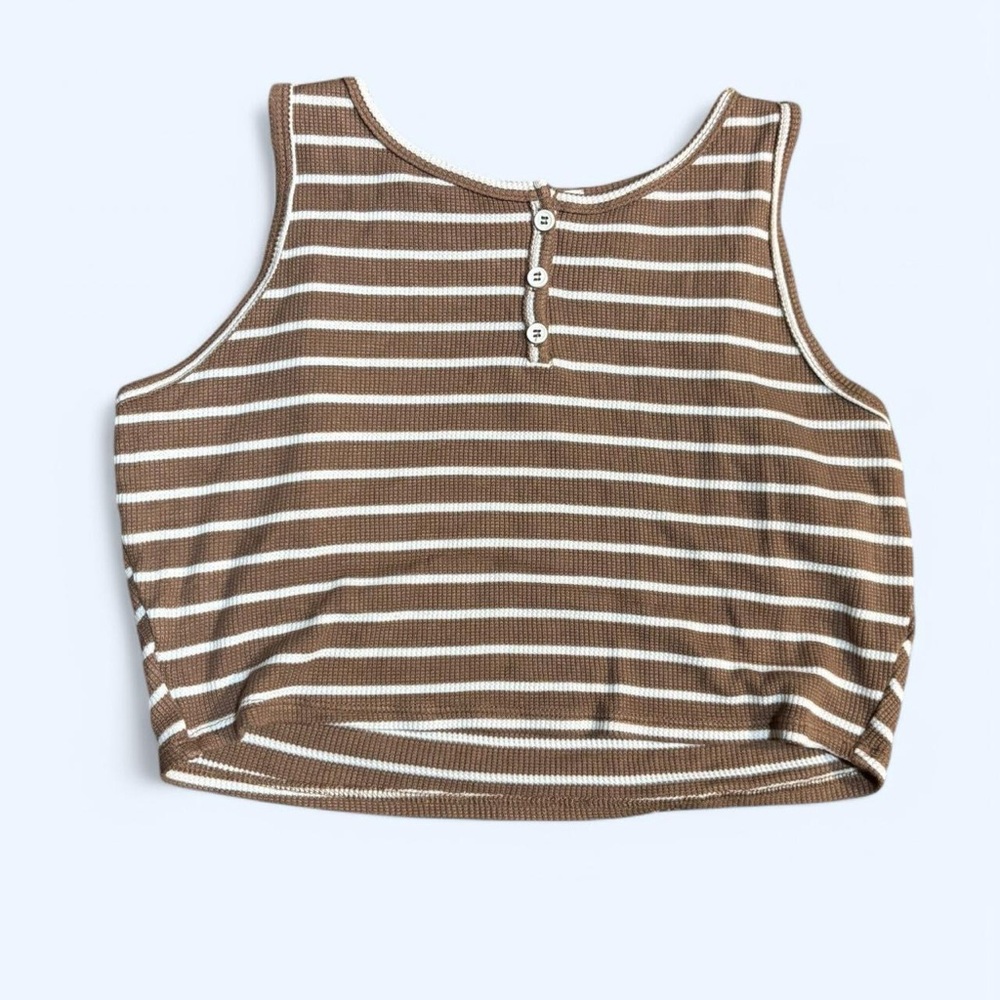 Striped Brown and White Crop Top